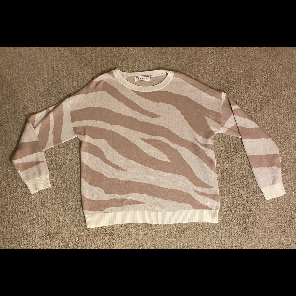 Pink and white tiger print sweater